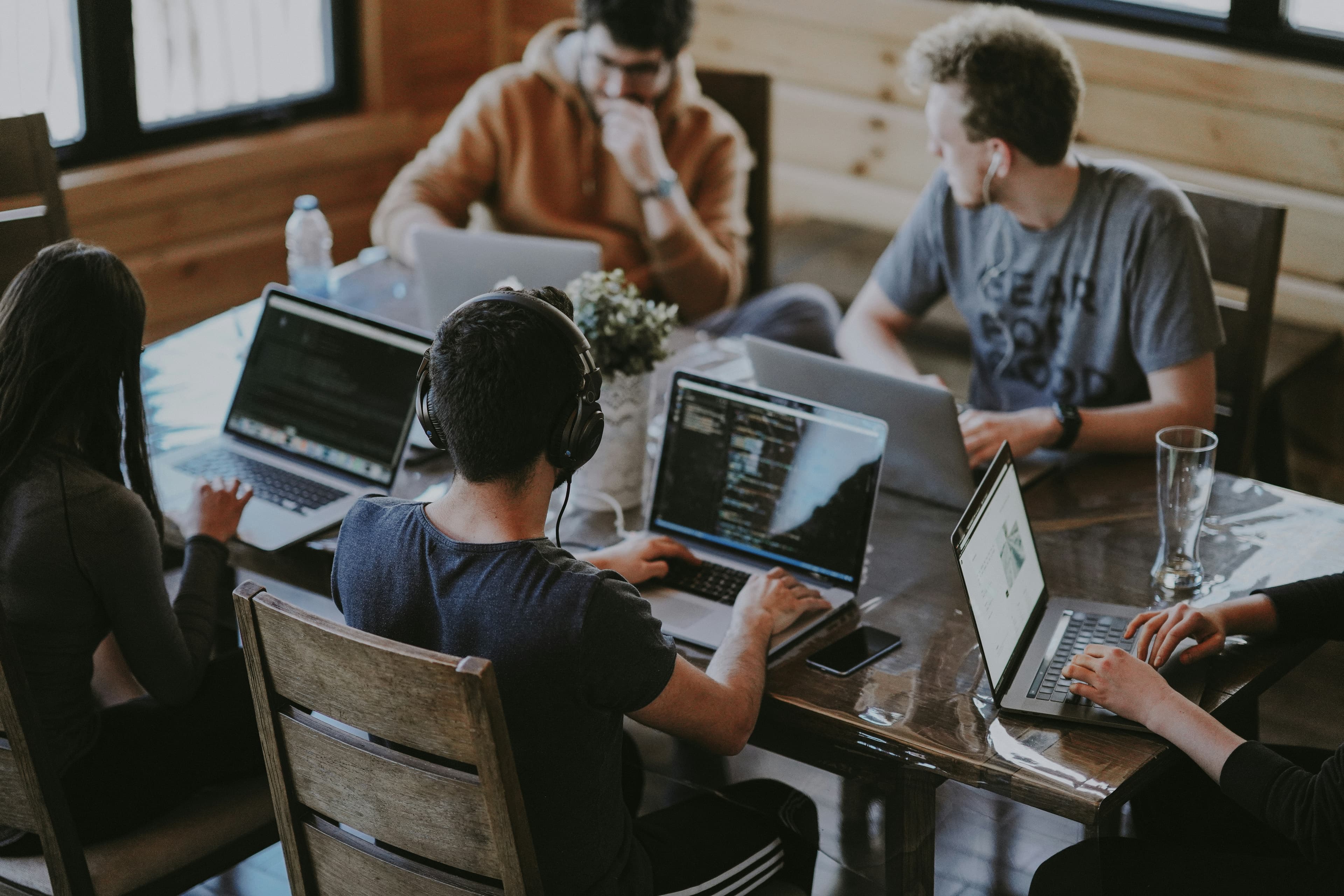 Hacky developers collaborating in a casual environment